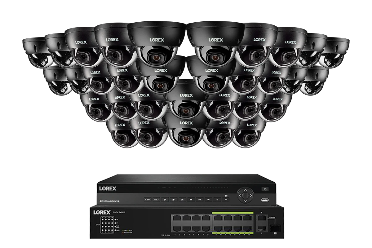 A Series Lorex Elite Series 4K 32 Camera Capable 8TB Wired NVR System with 8MP (4K) A10 IP Dome Cameras
