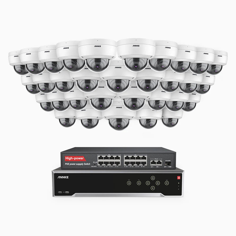 ANNKE H500 - 3K 32 Channel 32 Cameras PoE Security System, Night Vision, Built-in Mic & SD Card