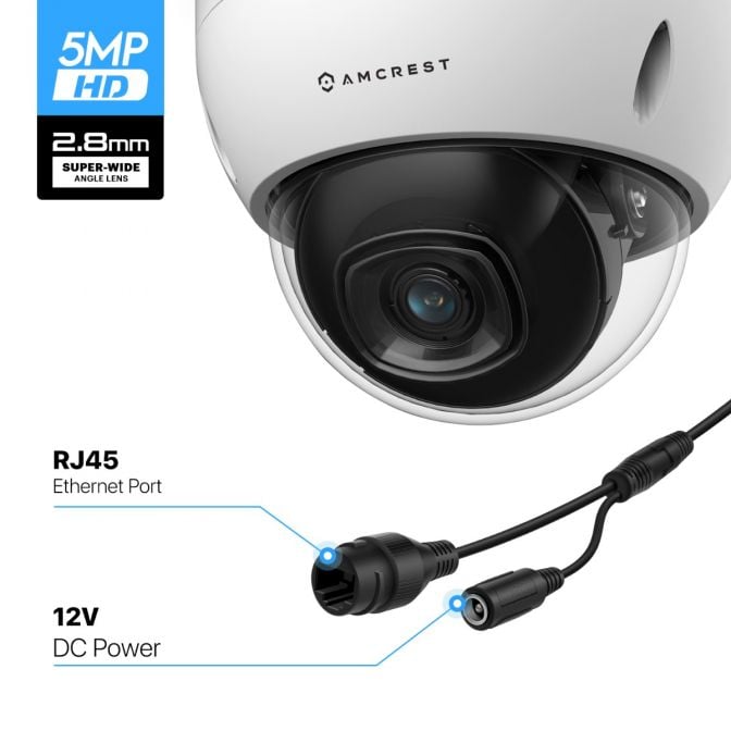 Amcrest 5MP Security System 8CH PoE NVR 4x 5MP Dome PoE Cameras 2TB