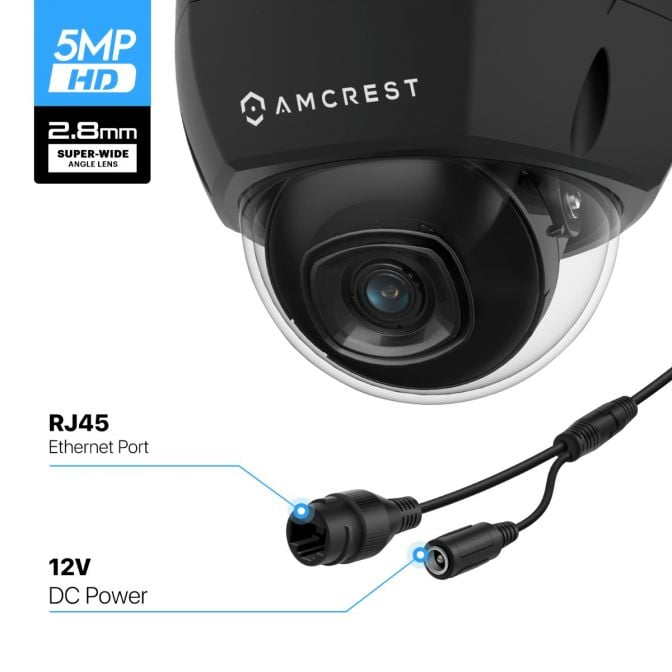 Amcrest 4K Security Camera System 8CH NVR 4x 4K Dome POE IP Cam 2TB Black