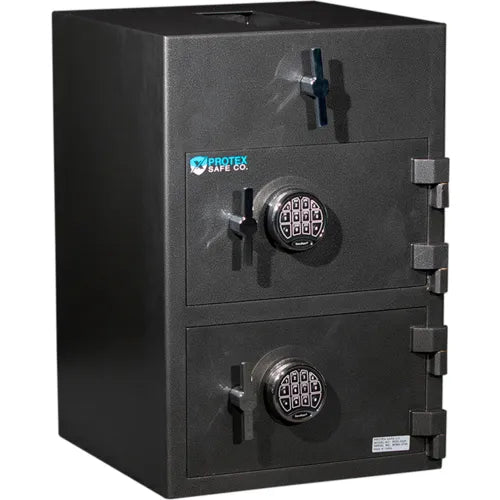 Protex Large Top Loading Dual-Door Depository Safe With Electronic Lock RDD-3020 20"x20"x30" Gray