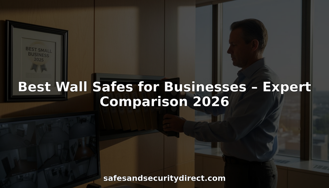 Business owner retrieving documents from wall safe