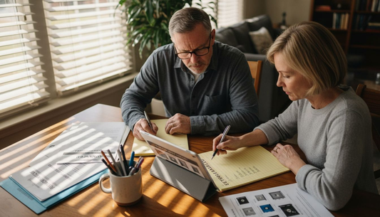 Couple reviewing home safe options