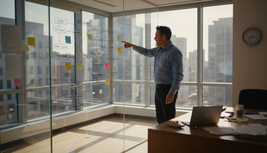 Security manager reviewing risk assessment charts