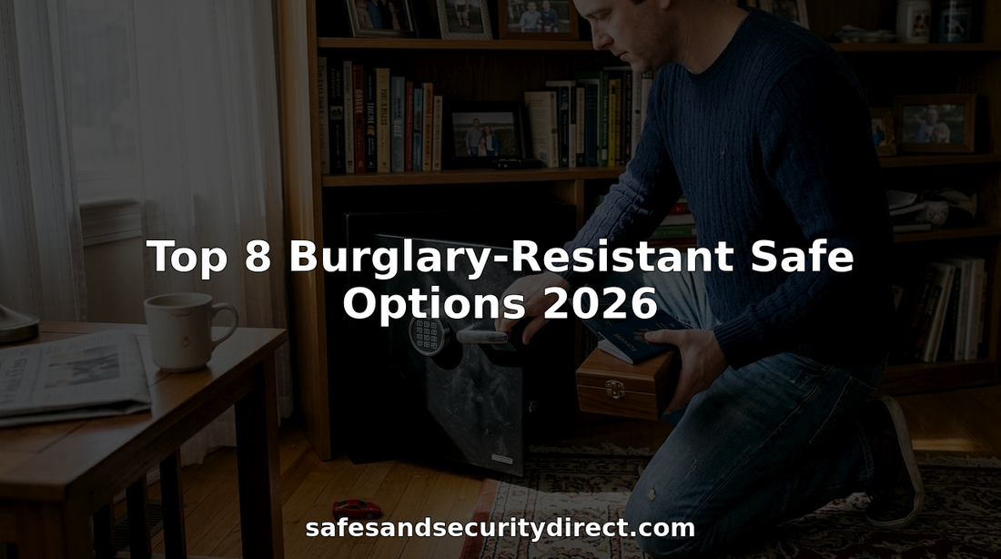 Homeowner securing valuables in a sturdy safe