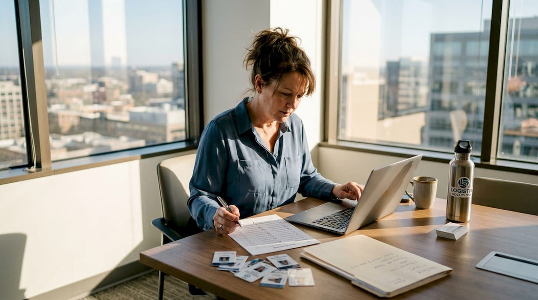 Manager reviewing business security risk checklist