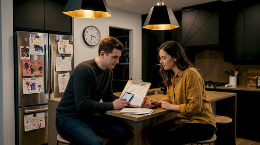 Couple reviewing home security checklist together