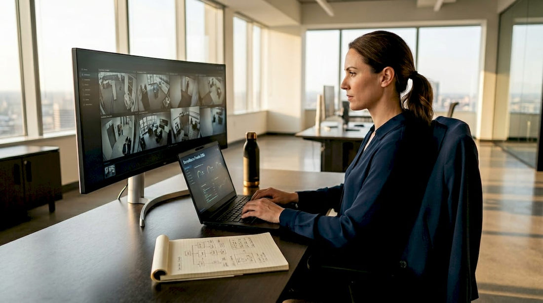 IT analyst monitoring surveillance trends dashboard