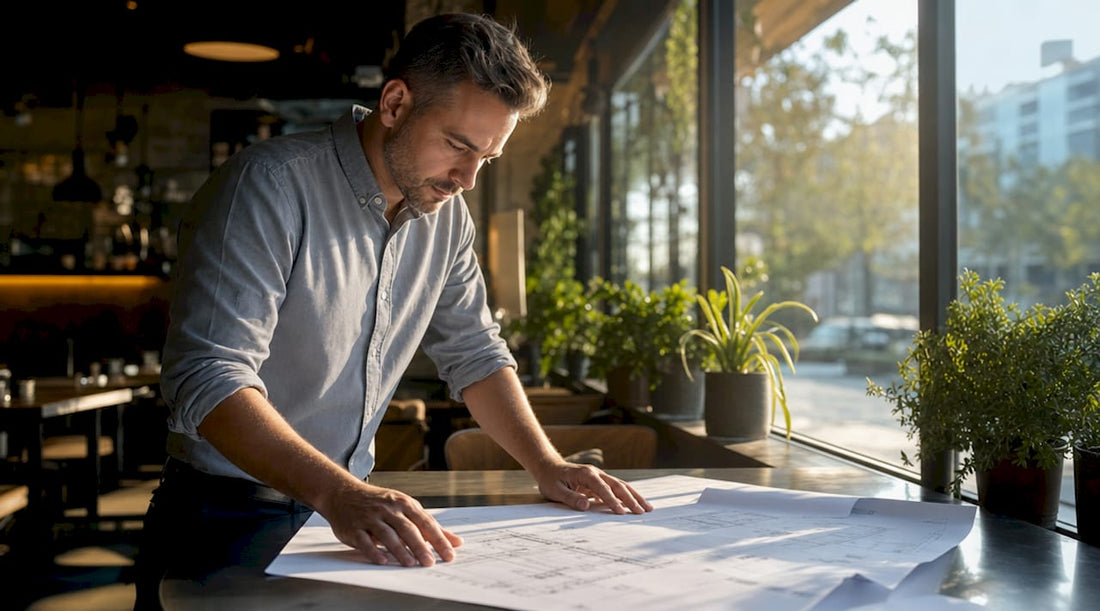 Security consultant reviewing monitored alarm plans