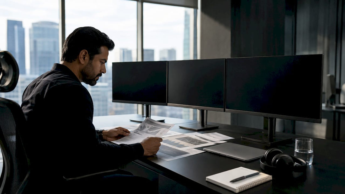 Security analyst reviewing surveillance analytics reports
