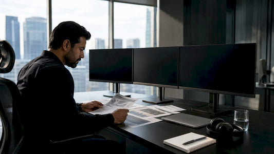 Security analyst reviewing surveillance analytics reports