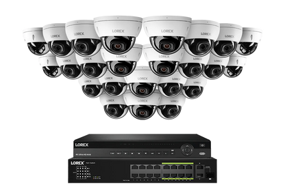 A Series Lorex Elite Series 4K 32 Camera Capable 8TB Wired NVR System with 8MP (4K) A10 IP Dome Cameras