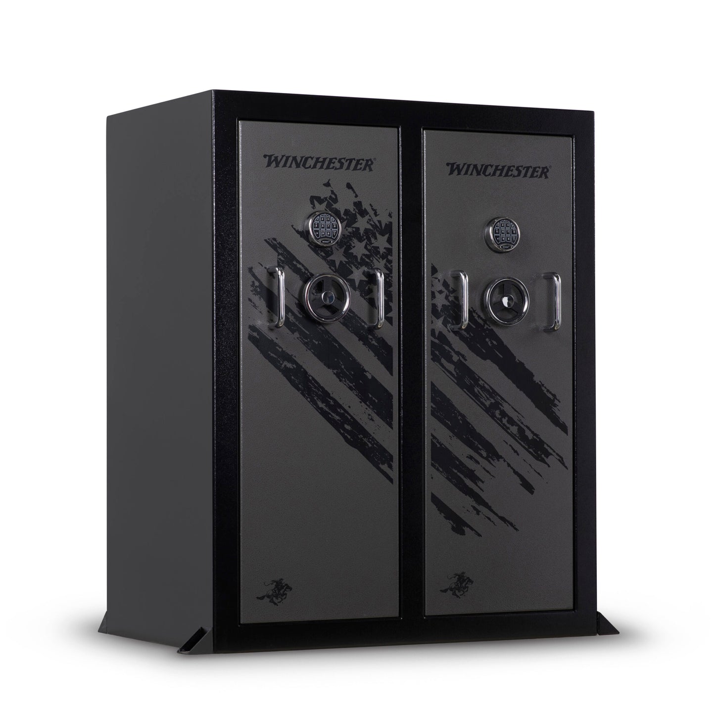Black Winchester gun safe on a white background