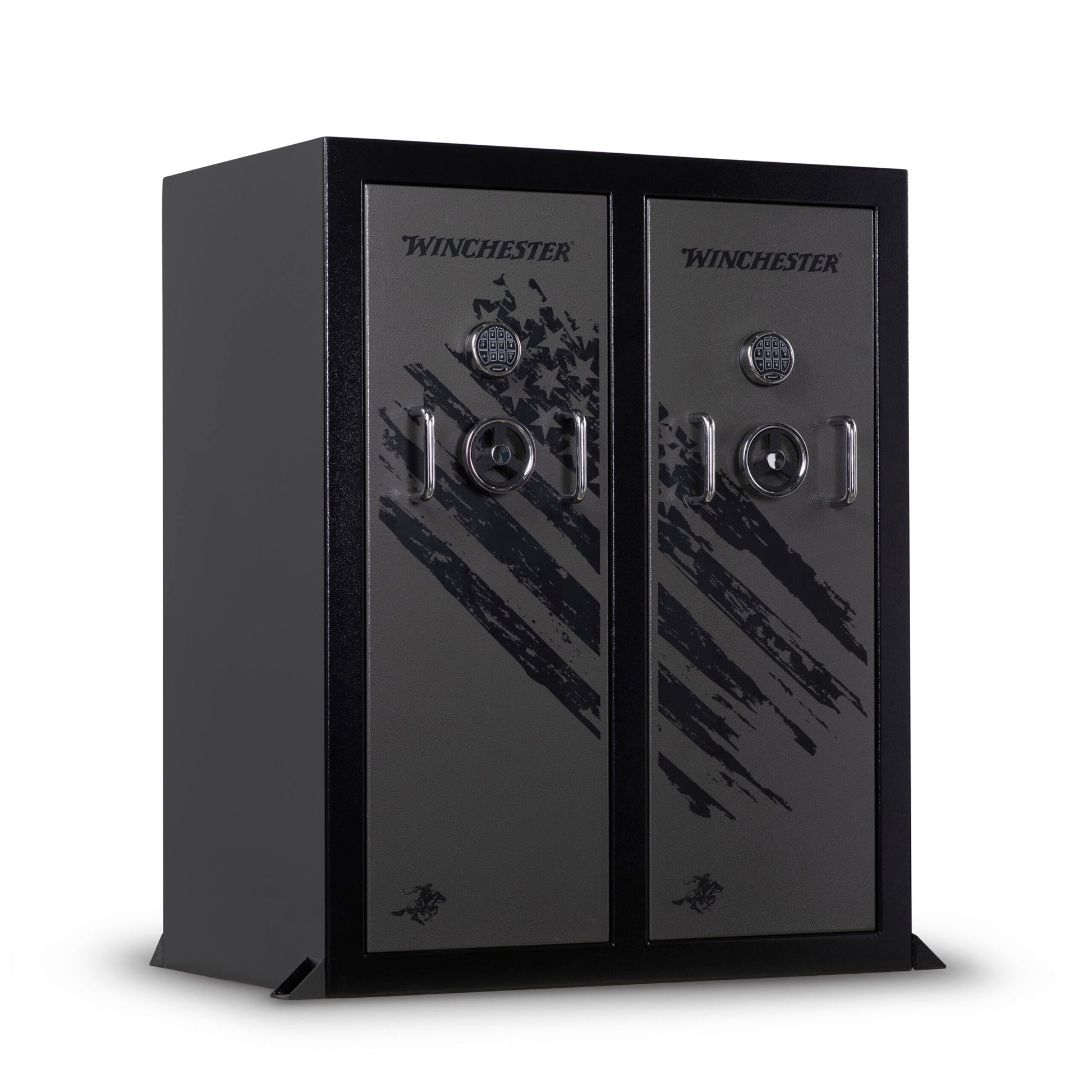 Black Winchester gun safe on a white background