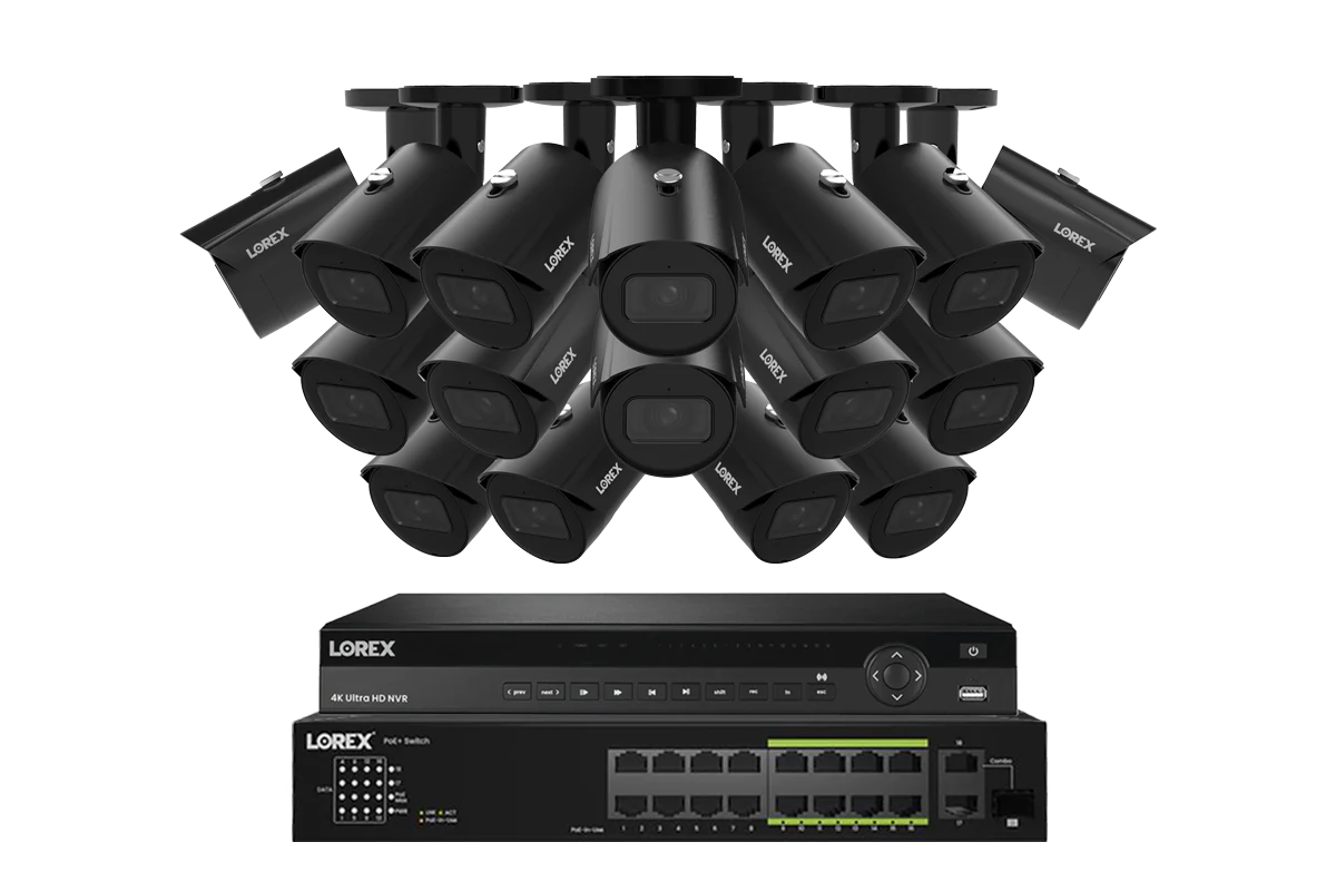 A Series Lorex Elite Series 4K 32 Camera Capable 8TB Wired NVR System with A14 IP Bullet Cameras