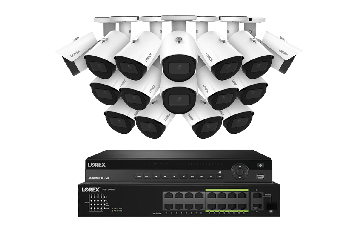A Series Lorex Elite Series 4K 32 Camera Capable 8TB Wired NVR System with A14 IP Bullet Cameras