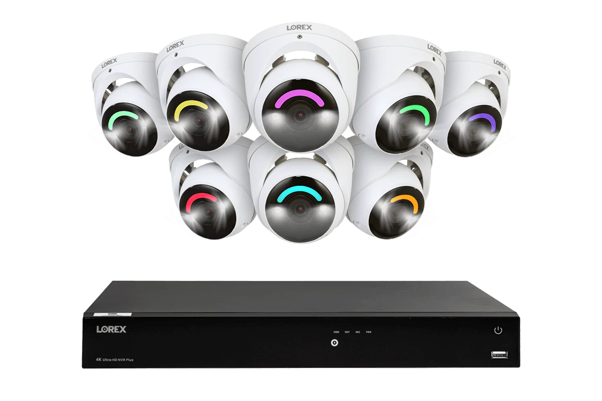 H Series Lorex Fusion Series 4K 16 Camera Capable (Wired or Fusion Wi-Fi) 4TB Wired NVR System with H16 IP Dome Cameras