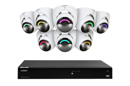 H Series Lorex Fusion Series 4K 16 Camera Capable (Wired or Fusion Wi-Fi) 4TB Wired NVR System with H16 IP Dome Cameras