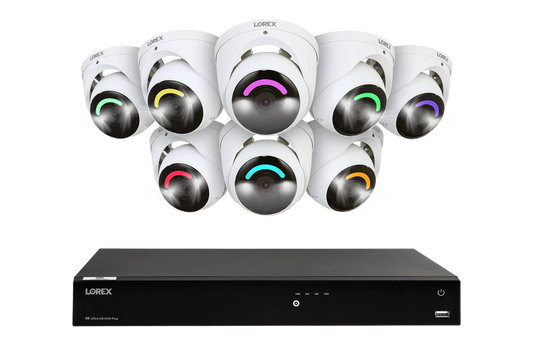 H Series Lorex Fusion Series 4K 16 Camera Capable (Wired or Fusion Wi-Fi) 4TB Wired NVR System with H16 IP Dome Cameras
