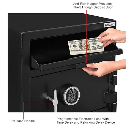 Global Industrial™ B-Rate Depository Safe Front Loading, 2 Doors, Digital Lock, 20"Wx20"Dx30"H