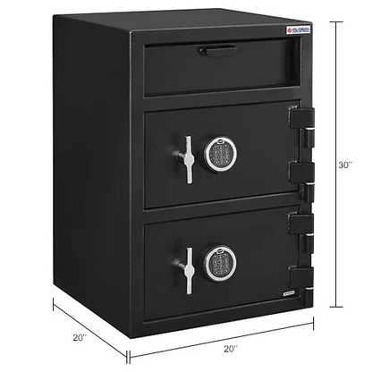 Global Industrial™ B-Rate Depository Safe Front Loading, 2 Doors, Digital Lock, 20"Wx20"Dx30"H