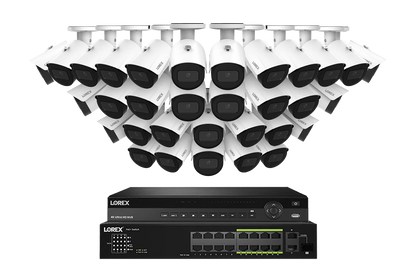 A Series Lorex Elite Series NVR with A4 4MP (2K) IP Bullet Cameras - 4K 32-Channel 8TB Wired System