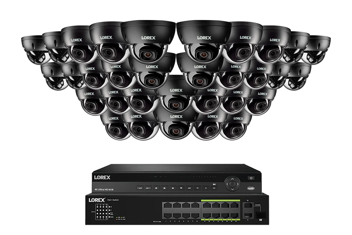 A Series Lorex Elite Series 4K 32 Camera Capable 8TB Wired NVR System with 8MP (4K) A10 IP Dome Cameras
