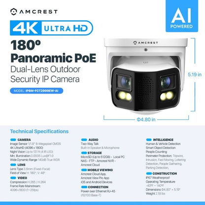 Amcrest Dual-Lens 4K Outdoor Security