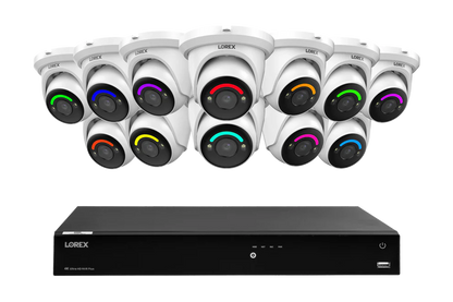 H Series  Lorex Fusion Series 4K 16 Camera Capable (Wired or Fusion Wi-Fi) 4TB Wired NVR System with H12 Wired 4K IP Dome Cameras
