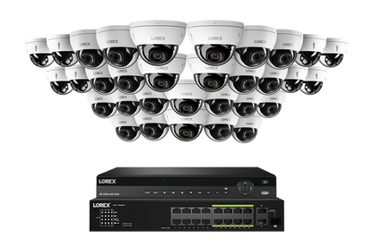 A Series Lorex Elite Series 4K 32 Camera Capable 8TB Wired NVR System with 8MP (4K) A10 IP Dome Cameras