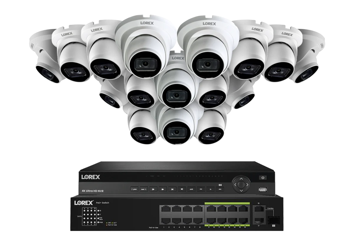 A Series Lorex Elite Series 4K 32 Camera Capable 8TB Wired NVR System with A14 IP Dome Cameras