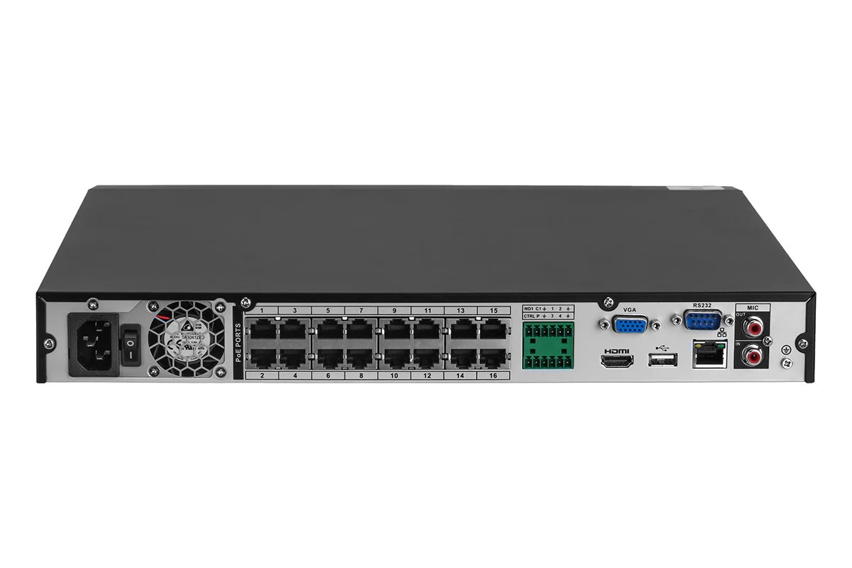 H Series Lorex Fusion Series 4K 16 Camera Capable (Wired or Fusion Wi-Fi) 4TB Wired NVR System with H16 IP Dome Cameras