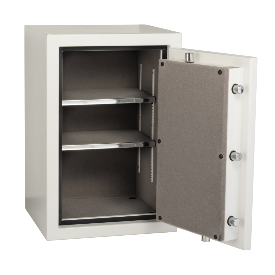 DynaVault DV 3019 C Fire and Burglary Safe – front view showing solid steel door and combination lock

Open DynaVault DV 3019 C safe with adjustable interior shelves and fireproof insulation

Close-up of DynaVault DV 3019 C composite door and locking bolts for fire and burglary protection

Fire-rated DynaVault 3019C safe in home office setting for secure document storage

Heavy-duty steel DynaVault DV 3019 C safe with UL RSC rating and mechanical lock

Open DynaVault DV 3019 C safe with adjustable interior 