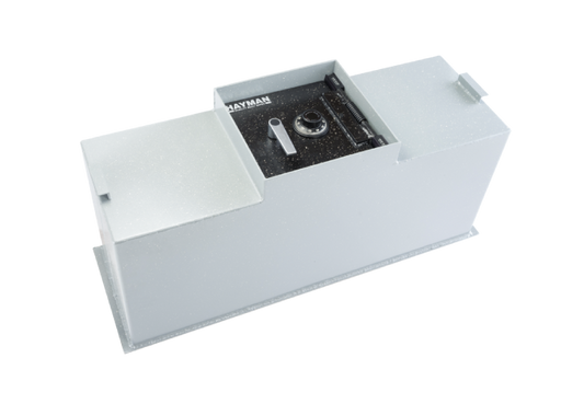 In-Floor Safes FS 16T B C Floor Safe – closed view installed in concrete floor

Open FS 16T B C floor safe showing interior compartment and steel door

Close-up of FS 16T B C floor safe locking mechanism and handle

FS 16T B C floor safe with spring-assisted lift door in open position

In-Floor FS 16T B C safe concealed under floor covering for hidden security