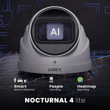 Nocturnal Series Lorex Elite Series 16-Channel (4TB) 4K IP System with Nocturnal N4 Lite Turret Cameras
