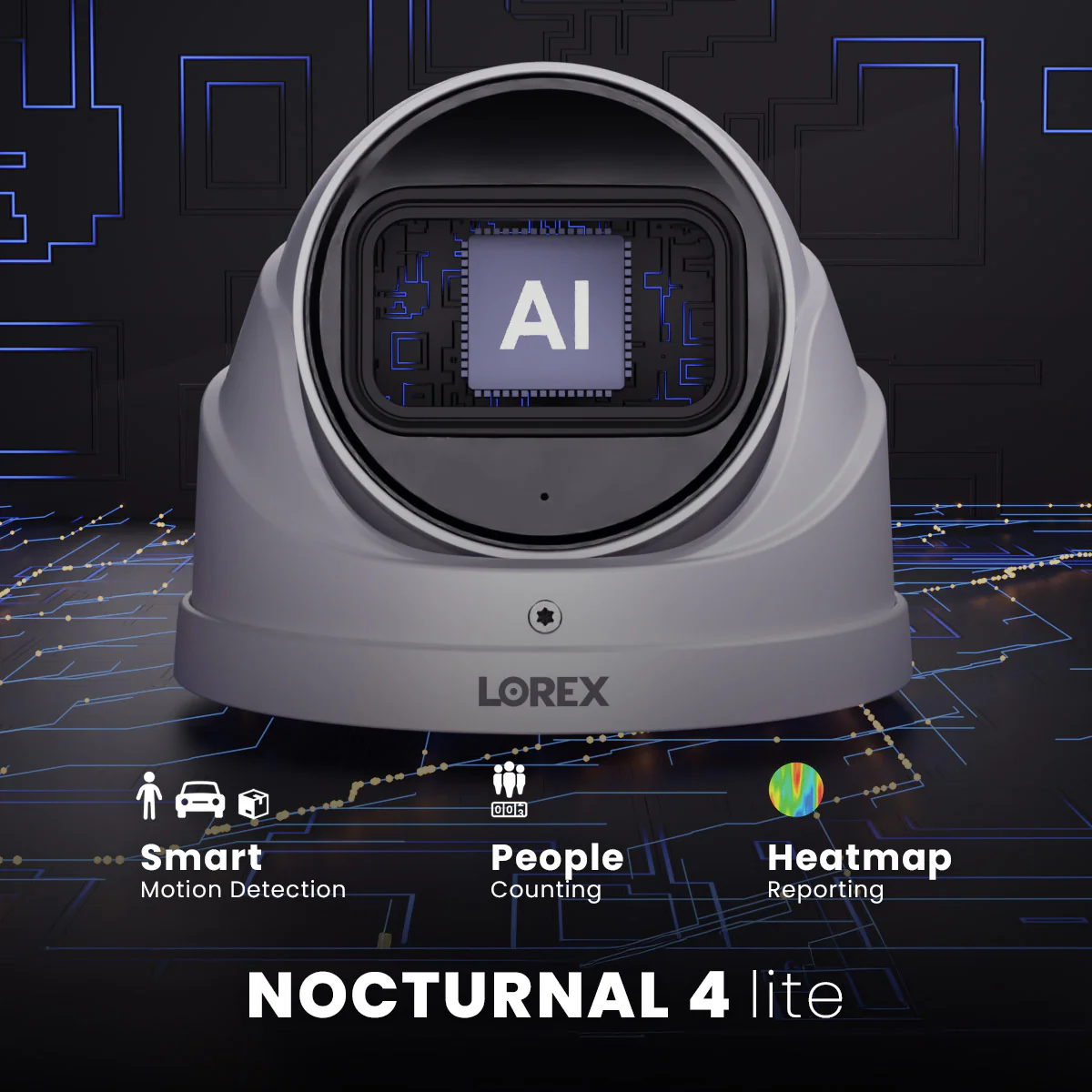 Nocturnal Series Lorex N4 Lite - 24 camera 4K (8MP) IP ePOE Wired Turret Security Camera, Motorized Varifocal Lens, Real-Time 30 FPS Recording, 4X Optical Zoom, Advanced Analytics (Copy) (Copy)