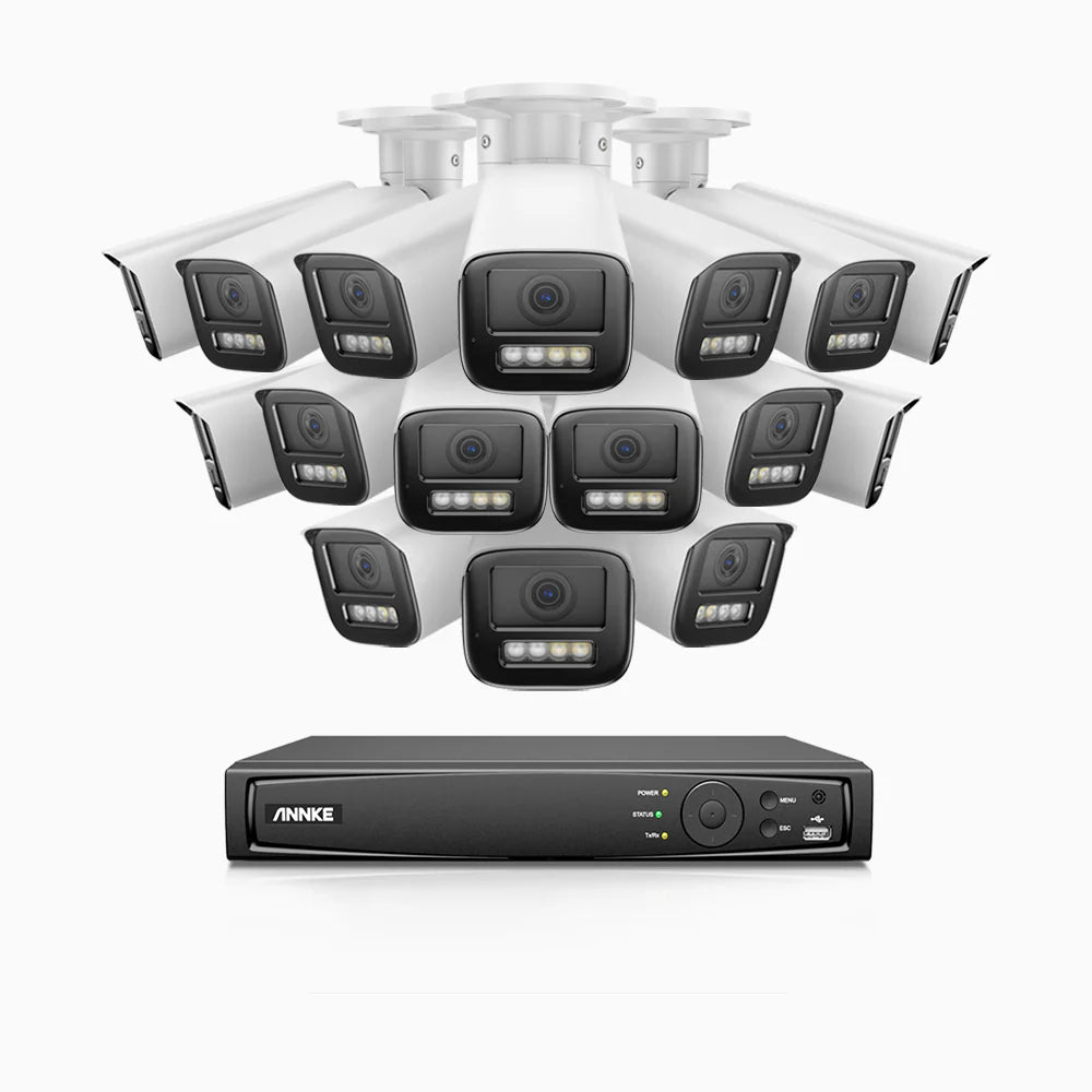 ANNKE HZ804 - 4K 16 Channel 16 Cameras PoE Security System, 4X Optical Zoom, 2.8 - 12 MM Motorized Varifocal Lens, Smart Dual Light Night Vision, Motion Detection 2.0, Built-in Microphone, Siren & Strobe Alarm, Upgraded Version