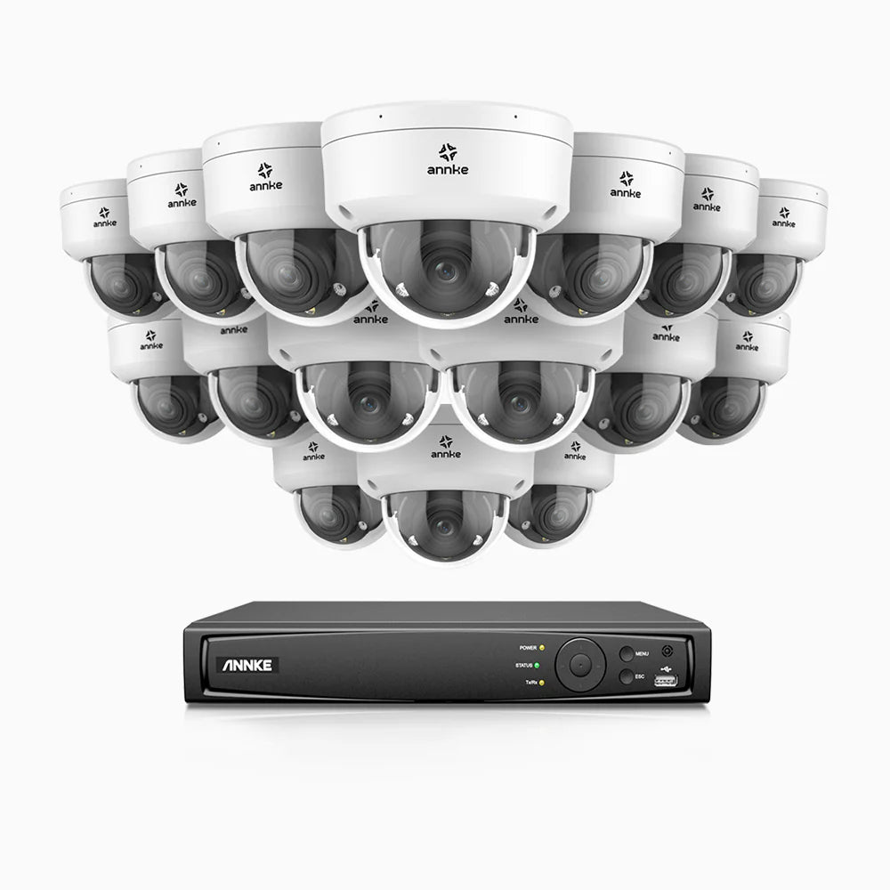 ANNKE HZ804 - 4K 16 Channel 16 Cameras PoE Security System, 4X Optical Zoom, 2.8 - 12 MM Motorized Varifocal Lens, Smart Dual Light Night Vision, Motion Detection 2.0, Built-in Microphone, Siren & Strobe Alarm, Upgraded Version