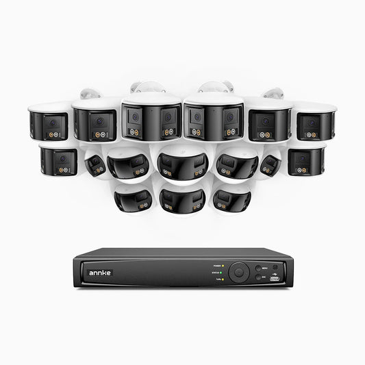 ANNKE FDH800 - 16 Channel PoE Security System with 8 Bullet & 8 Turret 8MP UHD Dual Lens Cameras, 180° Panoramic View, Smart Dual Light Night Vision, Two-Way Audio, Active Siren & Alarm, Human & Vehicle Detection, IP67
