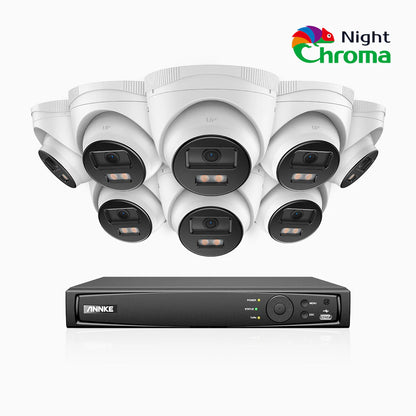 Annke NightChromaTM NCK500 - 3K 8 Channel 8 Cameras PoE Security System, Acme Color Night Vision, f/1.0 Super Aperture, Active Alignment, Built-in Microphone, IP67, All-Metal Housing