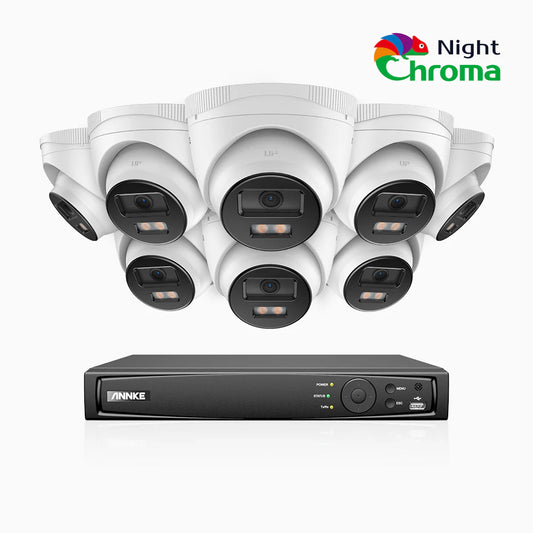 Annke NightChromaTM NCK500 - 3K 8 Channel 8 Cameras PoE Security System, Acme Color Night Vision, f/1.0 Super Aperture, Active Alignment, Built-in Microphone, IP67, All-Metal Housing
