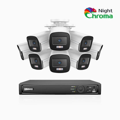 Annke NightChromaTM NCK500 - 3K 8 Channel 8 Cameras PoE Security System, Acme Color Night Vision, f/1.0 Super Aperture, Active Alignment, Built-in Microphone, IP67, All-Metal Housing