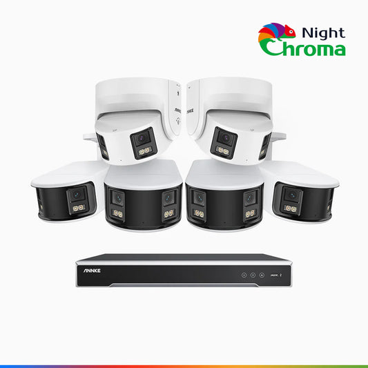 ANNKE NightChromaTM NDK800 – 4K 8 Channel Panoramic Dual Lens PoE Security System with 4 Bullet & 2 Turret Cameras, Acme Color Night Vision Built-in Mic,Two-Way Audio