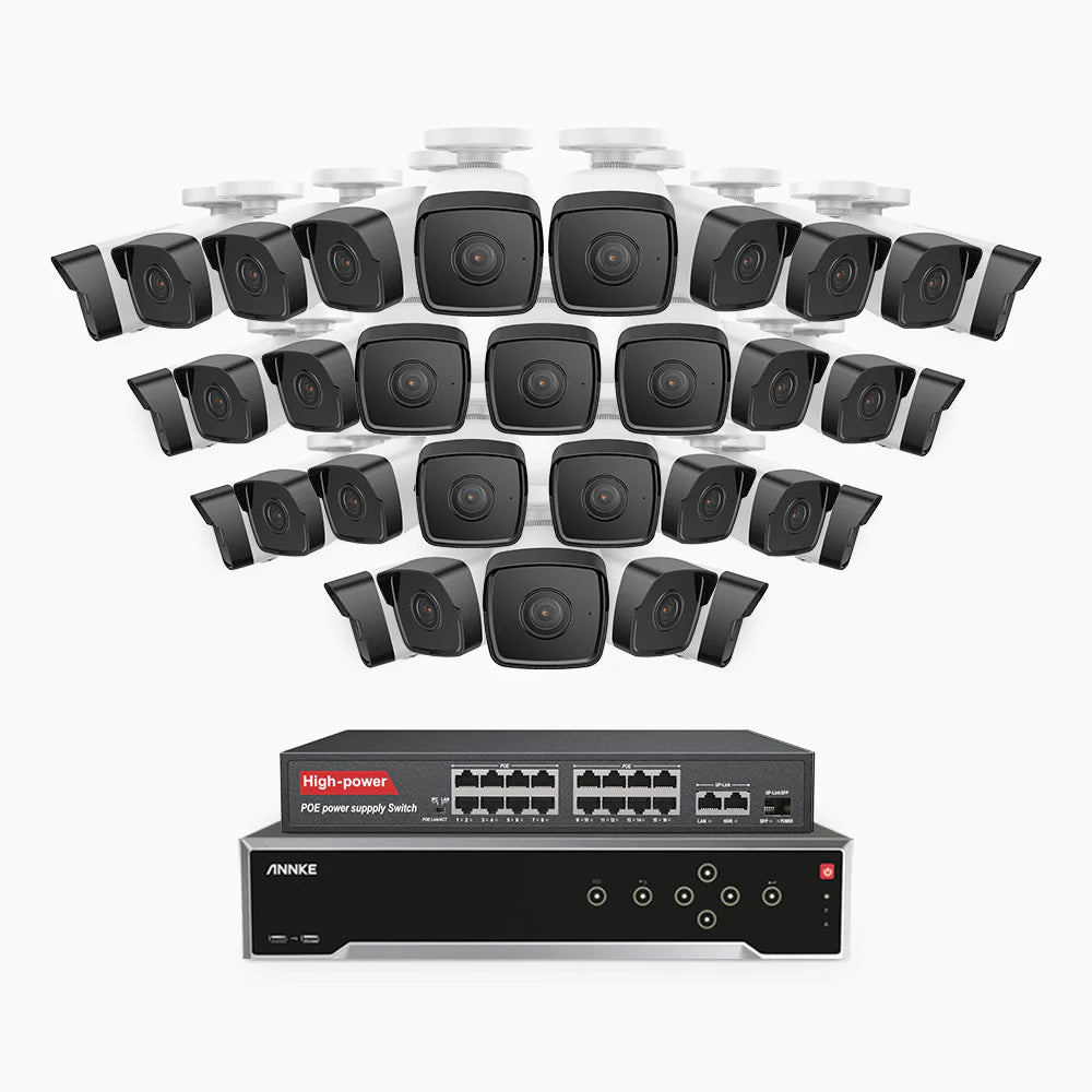 ANNKE H500 - 3K 32 Channel 32 Cameras PoE Security System, Night Vision, Built-in Mic & SD Card