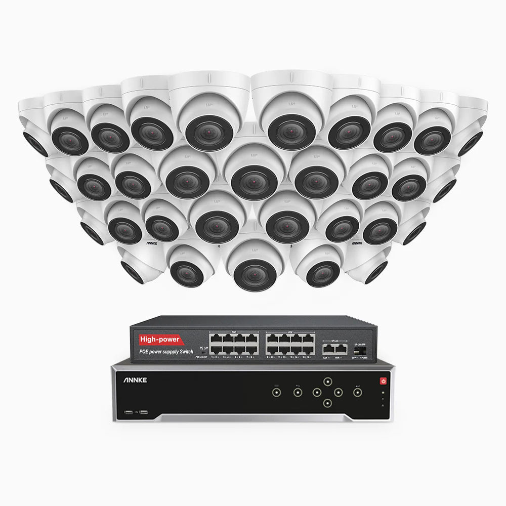 ANNKE H500 - 3K 32 Channel 32 Cameras PoE Security System, Night Vision, Built-in Mic & SD Card