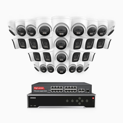 ANNKE H800 - 4K 32 Channel PoE Security System with 14 Bullet & 18 Turret Cameras, Human & Vehicle Detection, Color & IR Night Vision, Built-in Mic, RTSP Supported, 16-Port PoE Switch Included
