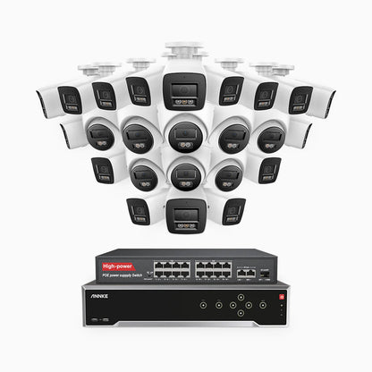 ANNKE H800 - 4K 32 Channel PoE Security System with 16 Bullet & 8 Turret Cameras, Human & Vehicle Detection, Color & IR Night Vision, Built-in Mic, RTSP Supported, 16-Port PoE Switch Included