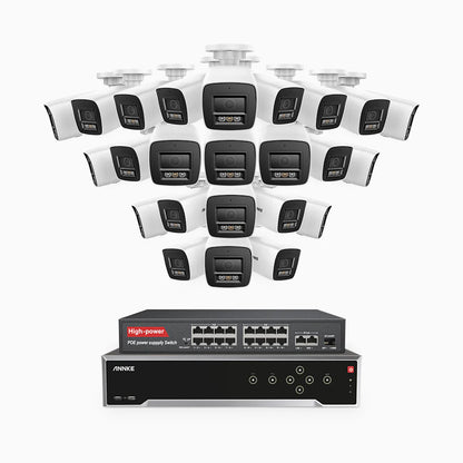 ANNKE H1200 - 4K 12MP 32 Channel 24 Cameras PoE Security System, Color & IR Night Vision, Human & Vehicle Detection, H.265+, Built-in Microphone, Max. 512 GB Local Storage, IP67