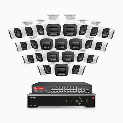 ANNKE H800 - 4K 32 Channel 32 Cameras PoE Security System, Human & Vehicle Detection, Color & IR Night Vision, Built-in Mic, RTSP Supported, 16-Port PoE Switch Included