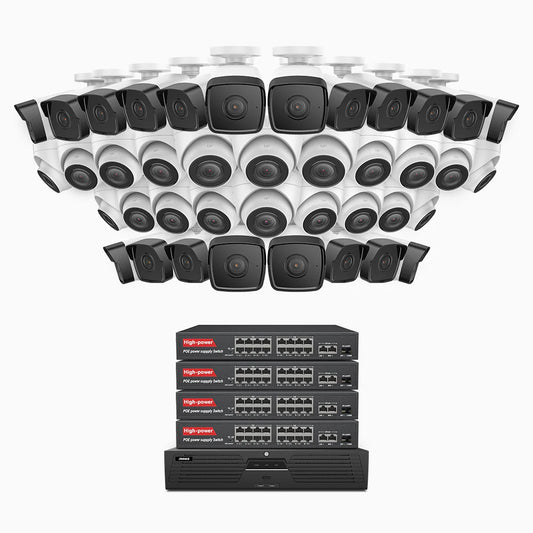 ANNKE H500 - 3K 64 Channel PoE Security System with 20 Bullet & 20 Turret Cameras, EXIR 2.0 Night Vision, Built-in Mic & SD Card Slot, Works with Alexa, 16-Port PoE Switch Included ,IP67 Waterproof, RTSP Supported